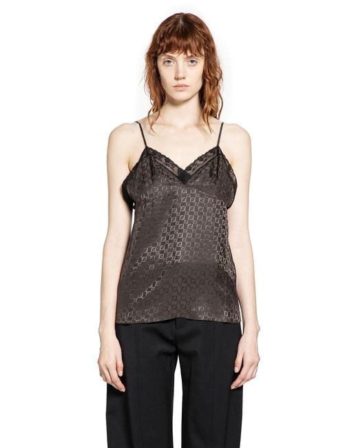 Fendi Black Ff Silk Slip Top