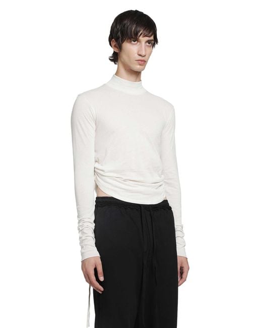 Ann Demeulemeester White Lenart Wrinkled Mock Neck Top for men