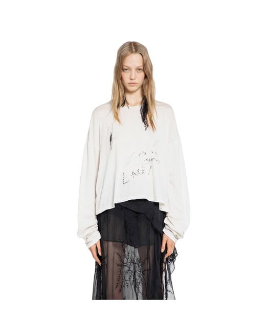 Ann Demeulemeester White Are You Dreaming Long Sleeve T-Shirt