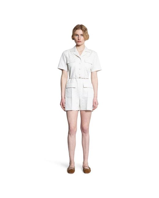 Gucci White Gg Canvas Jumpsuit