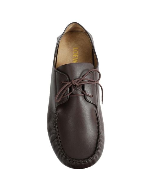 Loewe Gray Soft Calfskin Rambla Boat Shoes for men