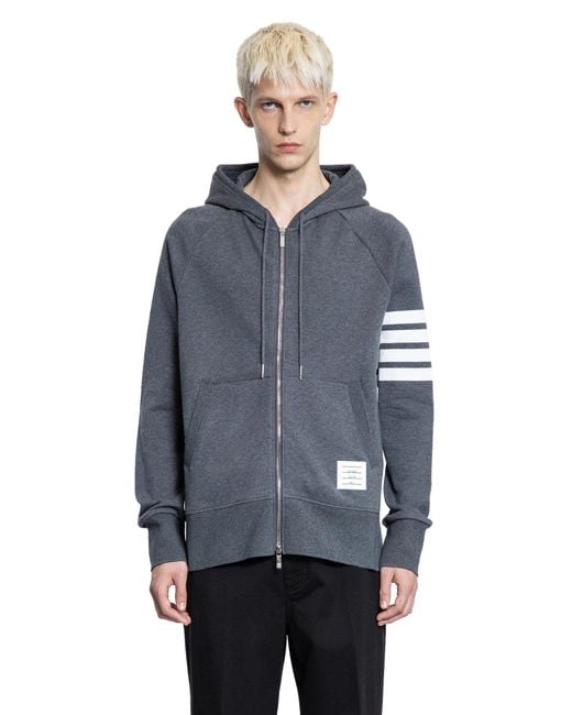 Thom Browne Blue 4-Bar Zip-Up Hoodie for men