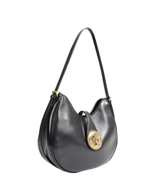 Versace Black Emblème Nappa Hobo Bag