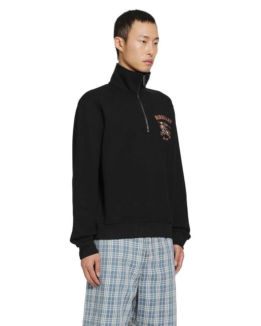 Burberry Black Knight Check Half-Zip Sweatshirt for men