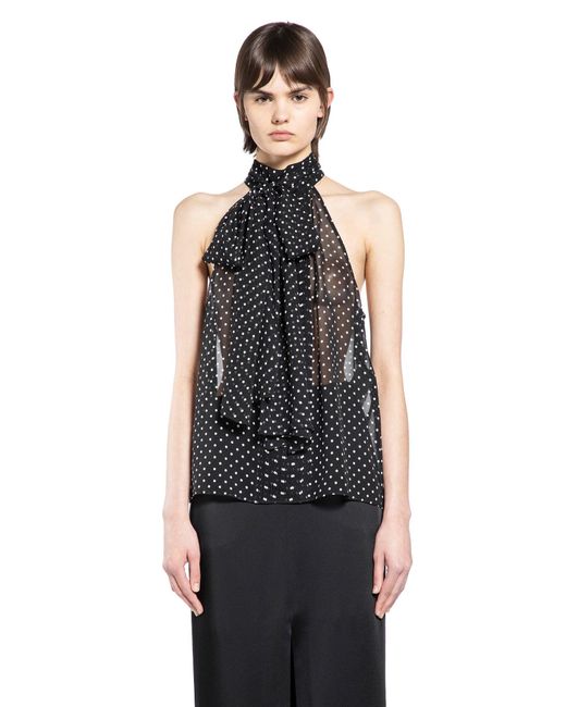 Tom Ford Black Polka Dot Silk Georgette Halter Top