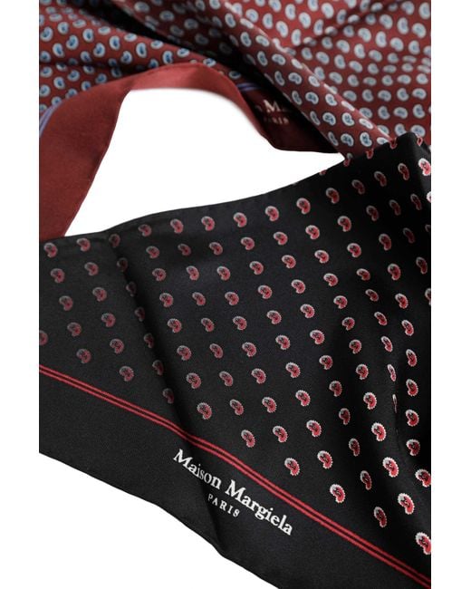 Maison Margiela Purple Reversible Paisley Silk Scarf for men