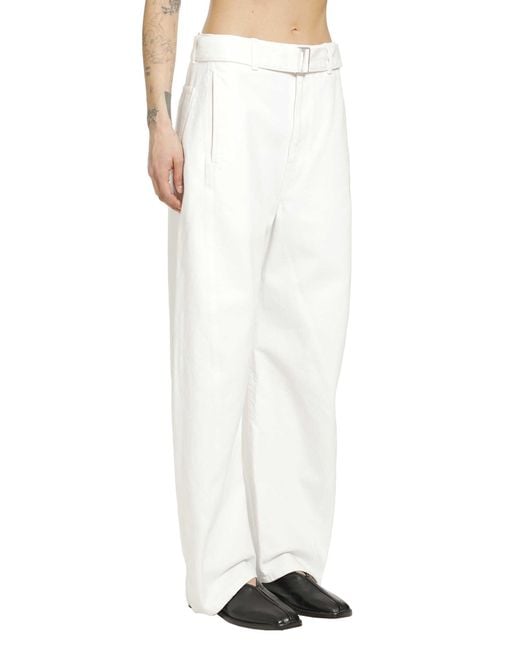 Lemaire White Twisted Belted Pants