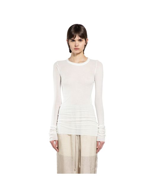 Rick Owens White Temple Rib Long Sleeve T-Shirt