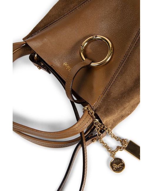 Chloé Brown Small Spin Leather And Suede Shoulder Bag