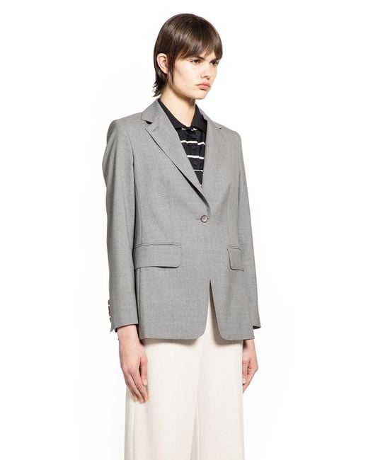 Max Mara Gray Single-Breasted Wollen Cloth Blazer