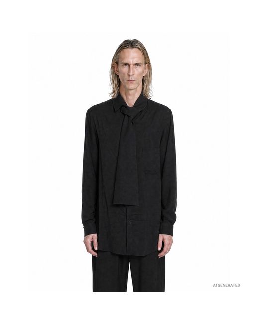 Yohji Yamamoto Black Scarf Collar Blouse for men