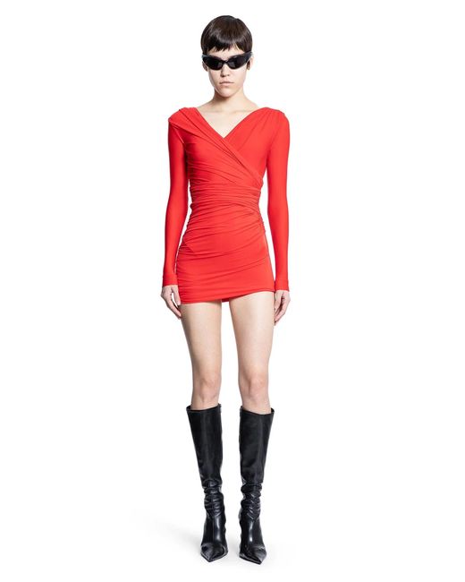 Balenciaga Red Draped Dress