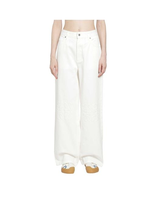 Loewe White Anagram Baggy Jeans