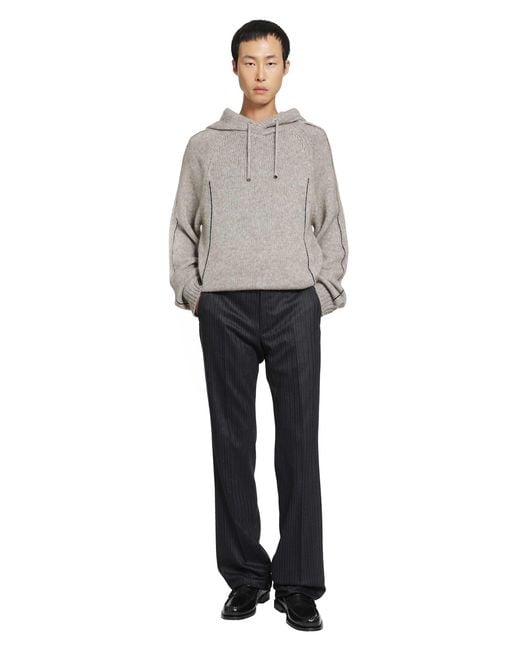 Giorgio Armani Gray Alpaca Wool Knit Hoodie for men