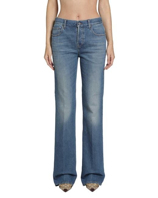 Gucci Blue Flared Stretch Cotton Denim Jeans