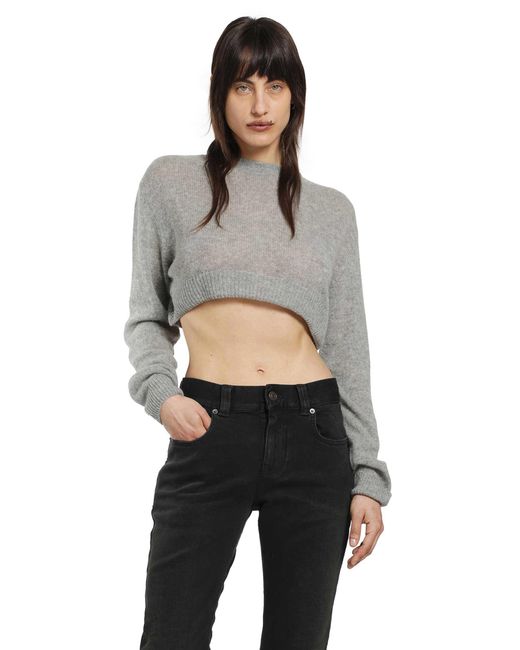 Balenciaga Gray Cropped Crewneck Sweater