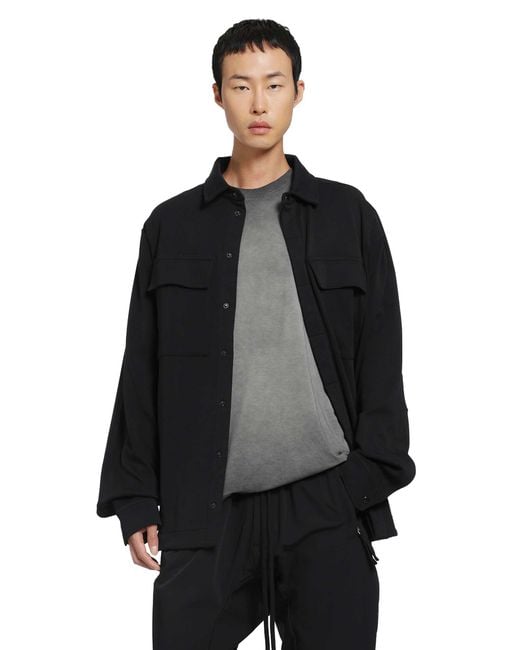 Thom Krom Black Stretch Cotton Overshirt for men