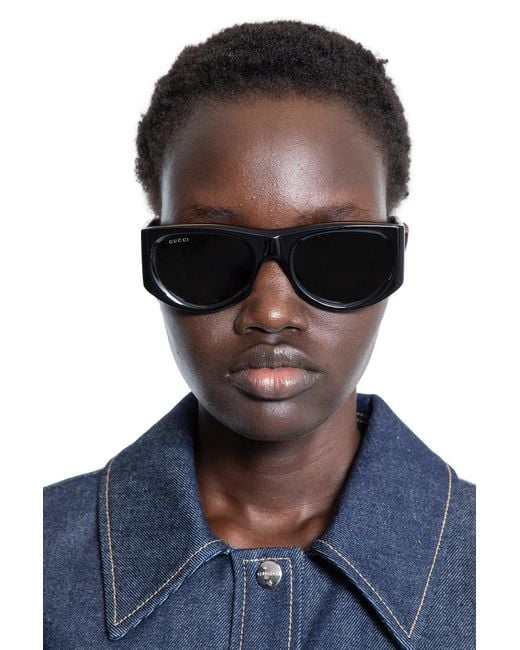 Gucci Gray Rectangular Frame Sunglasses