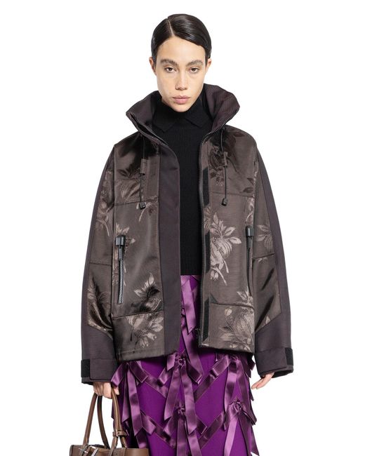Prada Brown Floral Jacquard Nylon Jacket