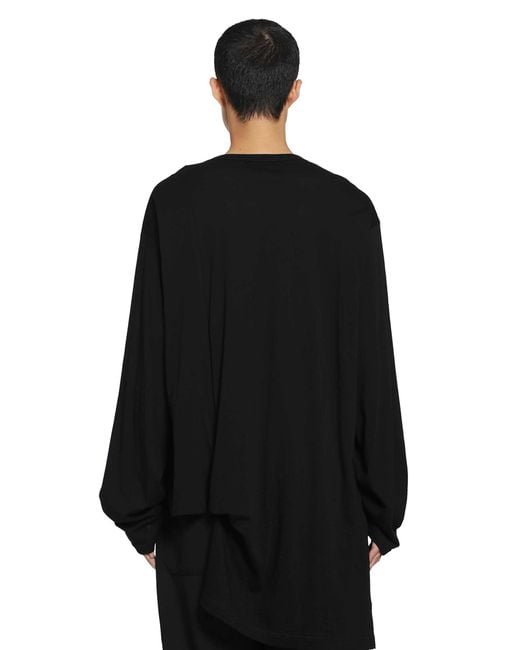 Yohji Yamamoto Black Asymmetric Hem Long Sleeve Tee for men