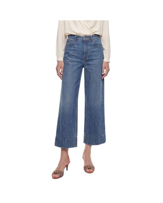 Valentino Blue Cropped Flare Jeans