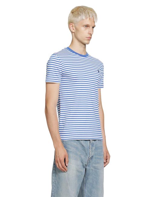 Polo Ralph Lauren Blue Custom Slim Fit Striped T-Shirt for men