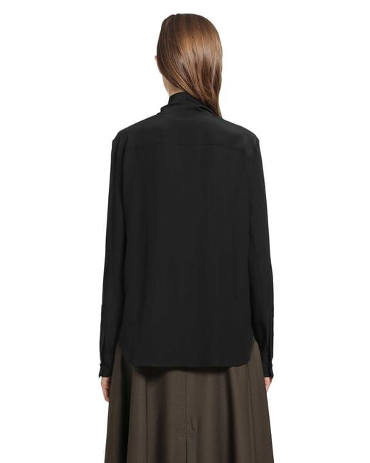 Burberry Black Silk Crepe De Chine Scarf Blouse