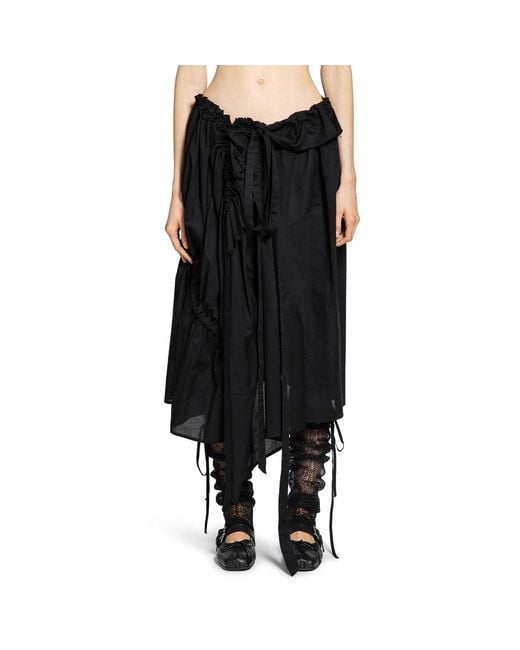 Ann Demeulemeester Black Maike Ruffled Midi Sirt