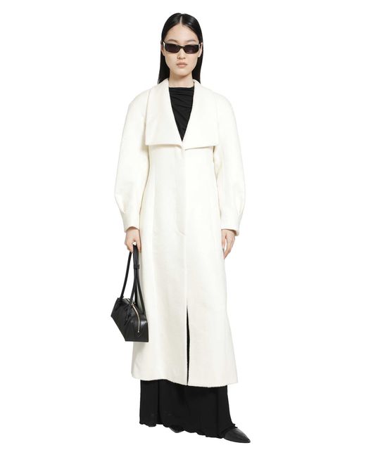 RETORI White Hourglass Brushed Llama Wool Coat
