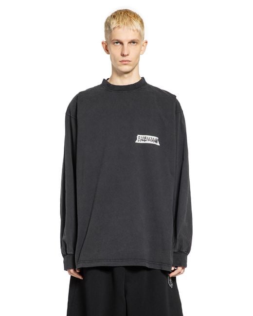 Balenciaga Black Masking Tape Long Sleeve T-Shirt for men