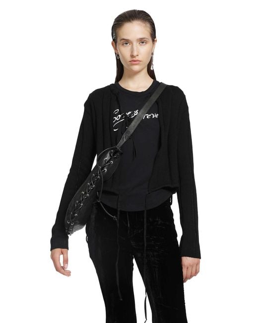 Ann Demeulemeester Black Jacklin Brushed Rib Cropped Cardigan
