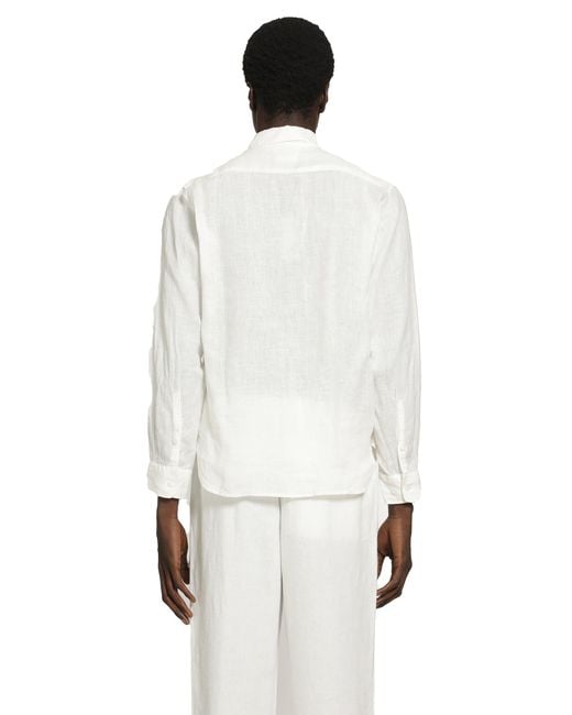 C P Company White Lightweight Linen Lens Shirt for men