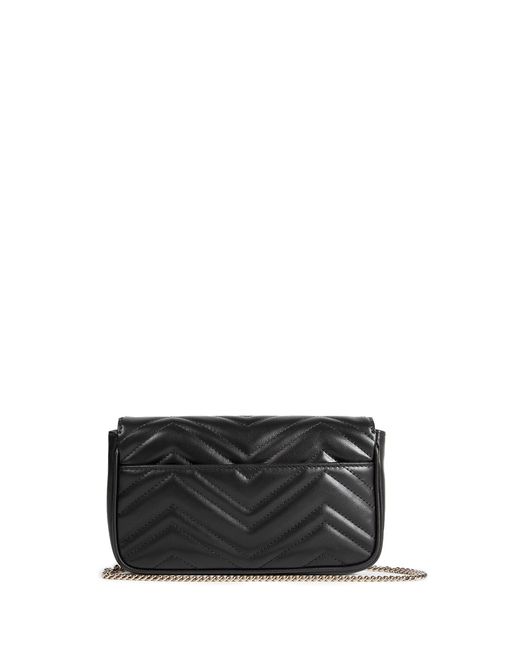 Gucci Black Gg Marmont Small Shoulder Bag With Card Case