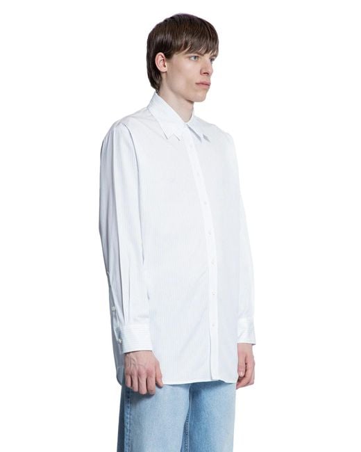 RECTO. White Double Collar Stripe Shirt for men