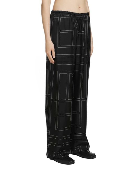 Totême  Black Monogram Silk Pj Bottoms
