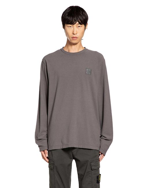 Stone Island Men's Gray 2100037 Combed Organic Cotton Jersey T-Shirt
