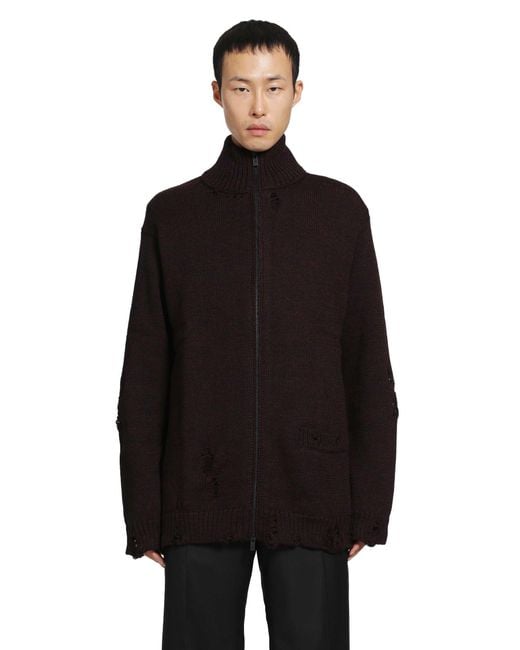 Yohji Yamamoto Black High-Neck Zip Cardigan for men