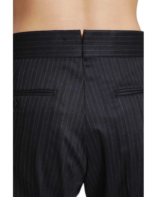 Tom Ford Blue Herringbone Stripe Wool Trousers for men