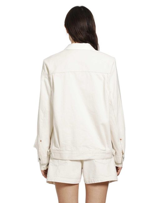 Sacai White Wool Suiting X Denim Blazer