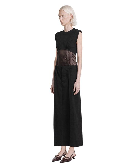 Marni Black Contrast Wool And Satin Dress