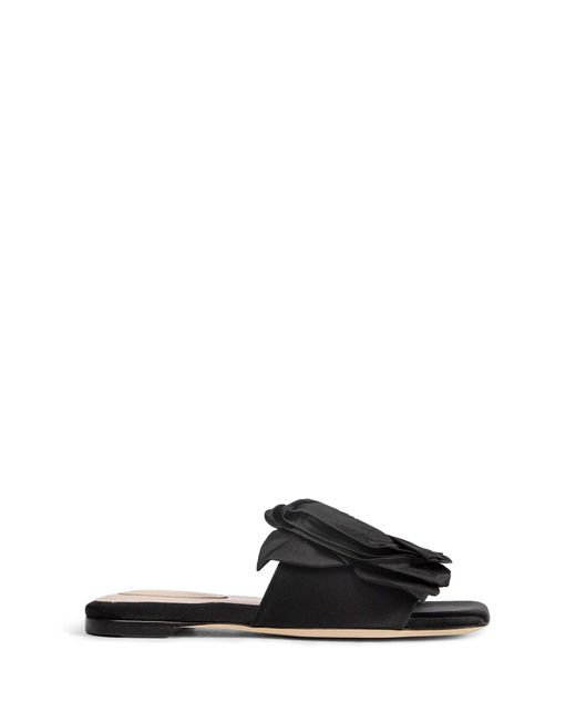 Simone Rocha Black Pressed Rosette Slides
