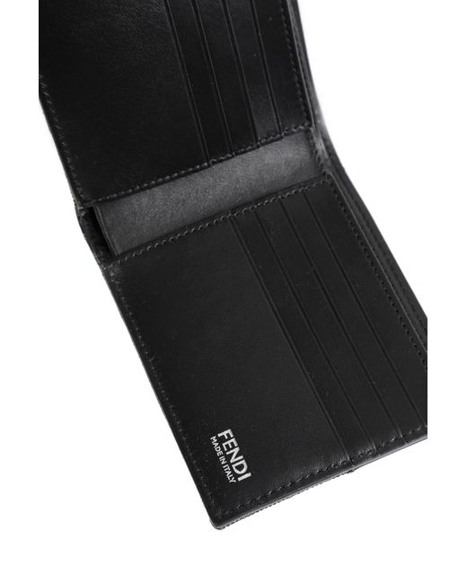 Fendi Black Jacquard Bi-Fold Wallet for men