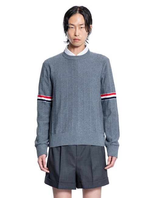 Thom Browne Blue Wool Relaxed Sweater for men