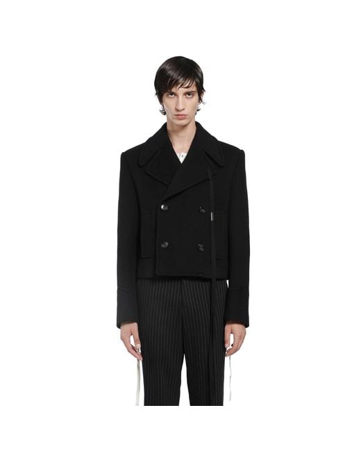 Ann Demeulemeester Black Dalmar Double-Breasted Short Caban for men