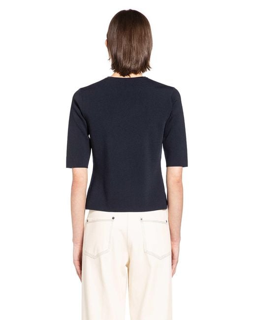 Max Mara Blue Viscose Nylon Short Sleeve Top