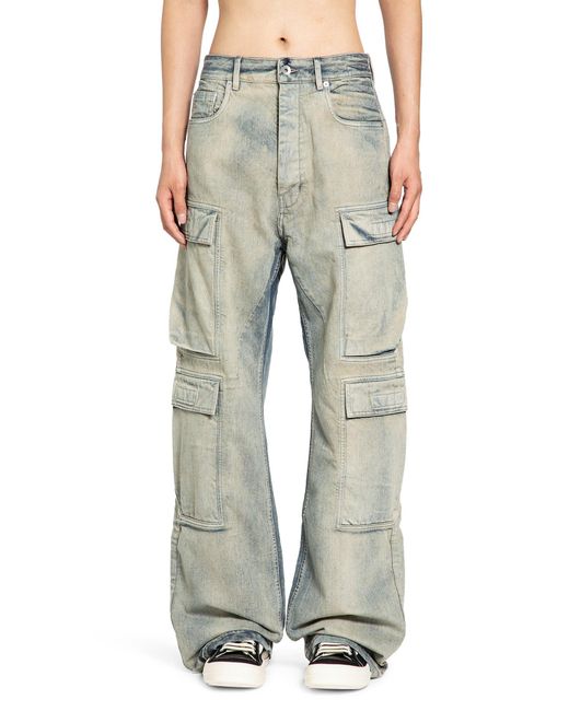 Rick Owens Green Double Cargo Jeans for men