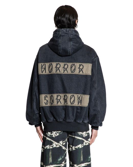 44 Label Group Blue Padded Zip-Up Denim Jacket for men