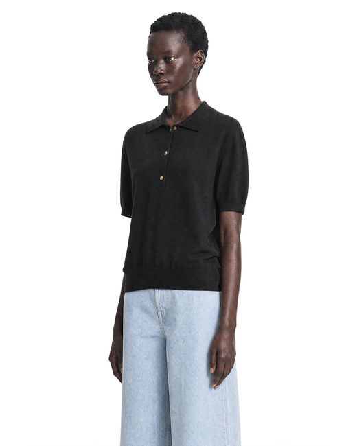 Max Mara Black Cotton Knit Polo