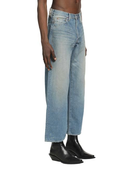 Ssstein Blue Flared Wide Leg Jeans for men