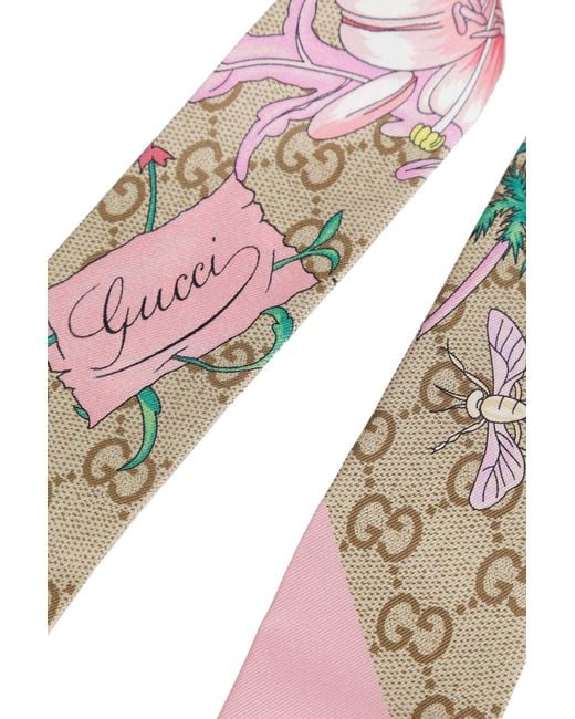 Gucci Pink Gg Flora Silk Scarf